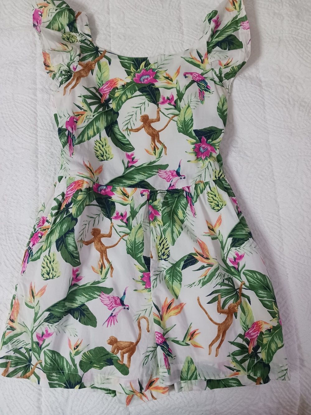 Girls White Tropical Print Skirted Bottoms